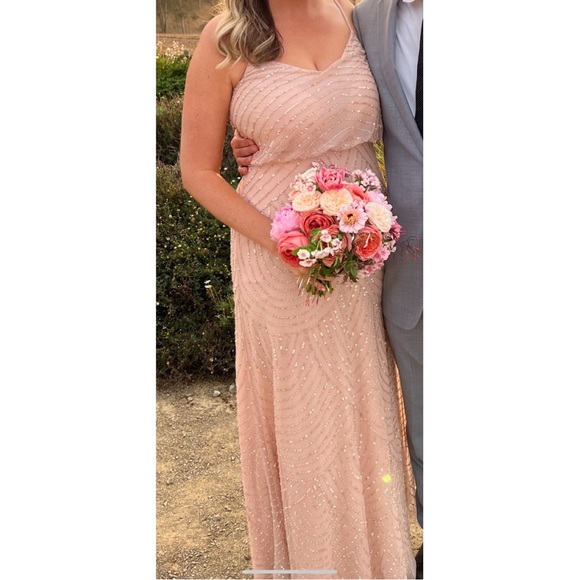 Adrianna Papell Art Deco Beaded Blouson Gown in Blush - Picture 5 of 9